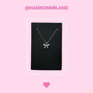 Handcrafted CZ Bow Necklace - Sterling Silver